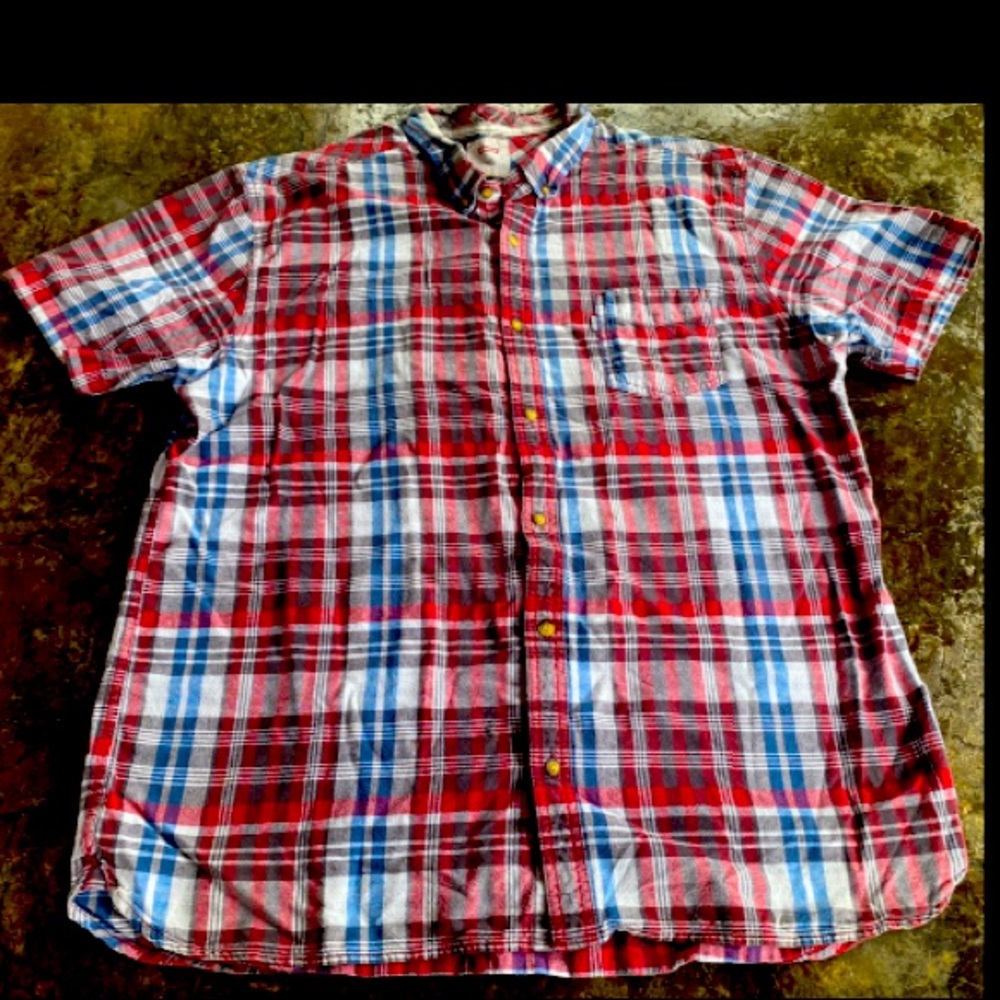 Levis Mens Button Up Shirt XL Multicolored Plaid Short Sleeve Shirt